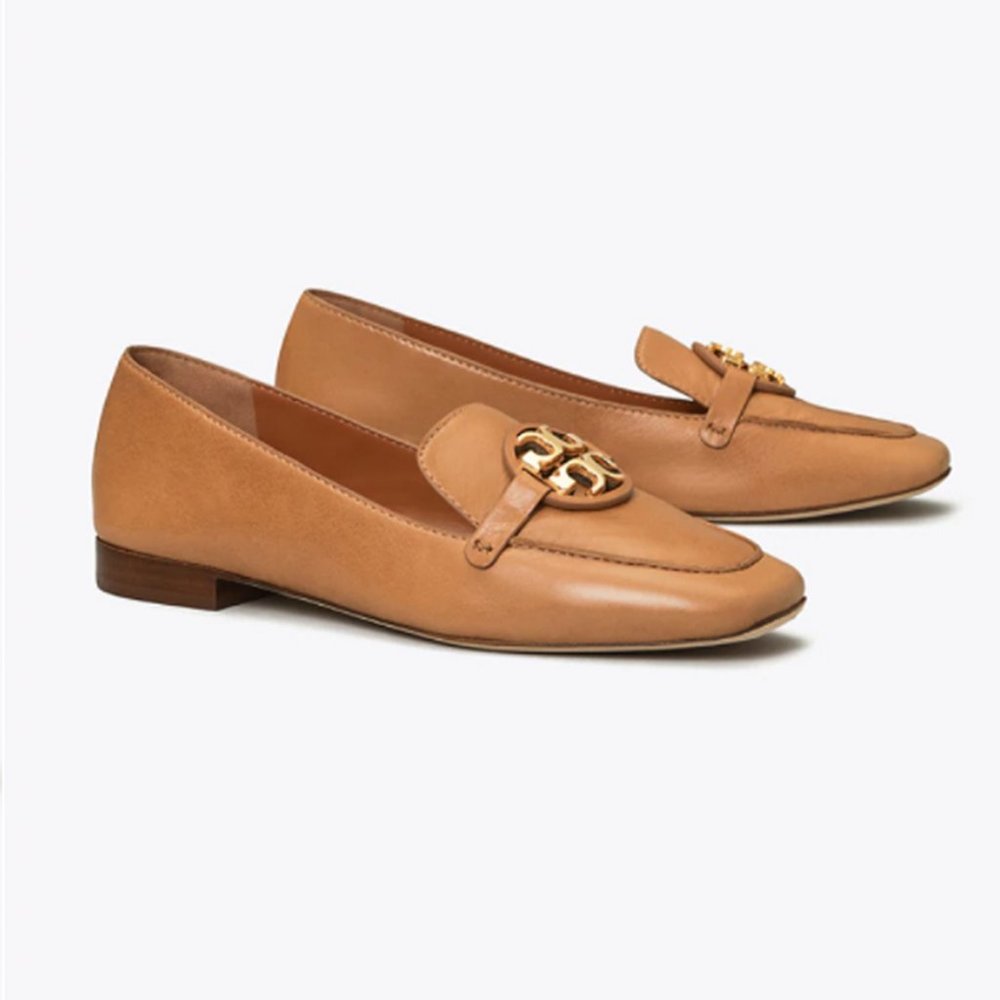 Tory Burch NIB MILLER METAL-LOGO LOAFER LEATHER Tan 11 - Picture 5 of 9